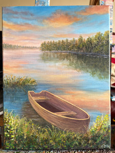 Lake Boat at Sunset