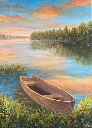 Lake Boat at Sunset