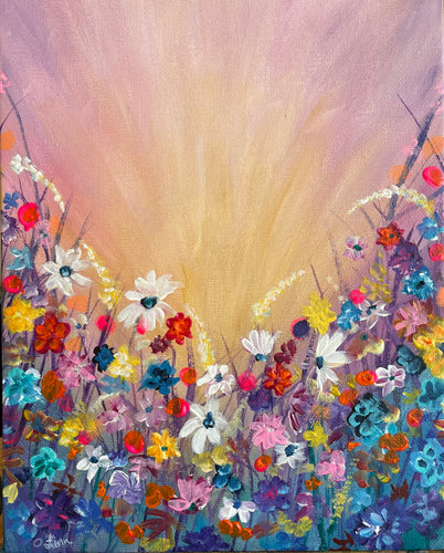 Neon Pink Flowers in Meadow