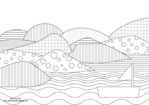 Colouring Page - Patterned Hills