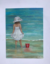 Load image into Gallery viewer, Girl with red bucket on the shore