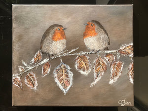 Robins on a Frosty Branch