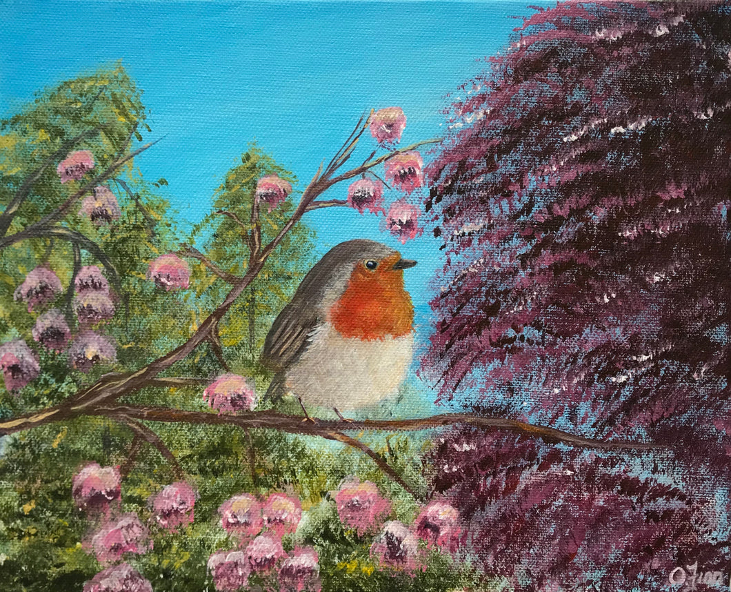 Robin with Blossoms