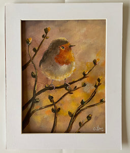 Robin on Branch with Buds