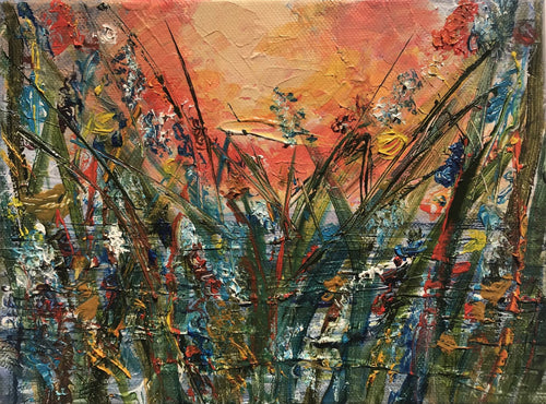 Abstract flowers in oils